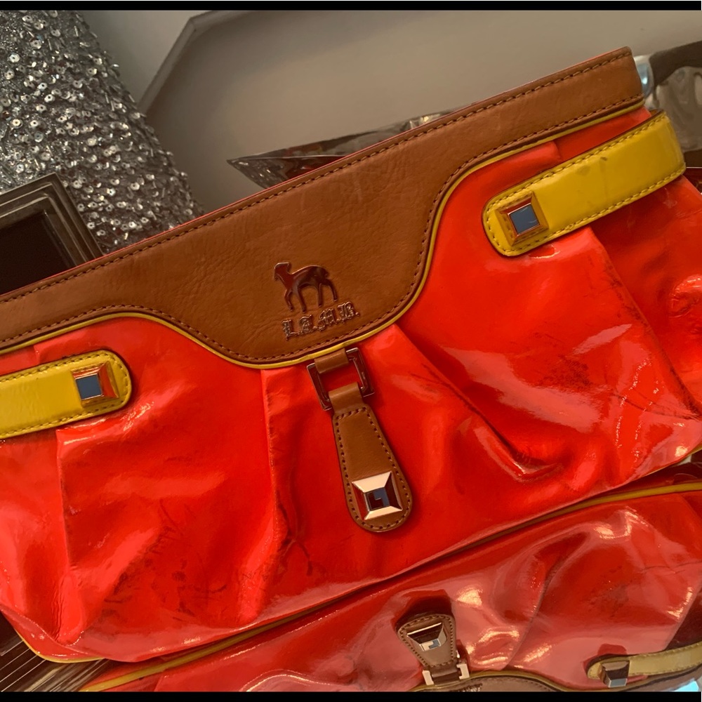 L.A.M.B leather neon clutch - Picture 1 of 4